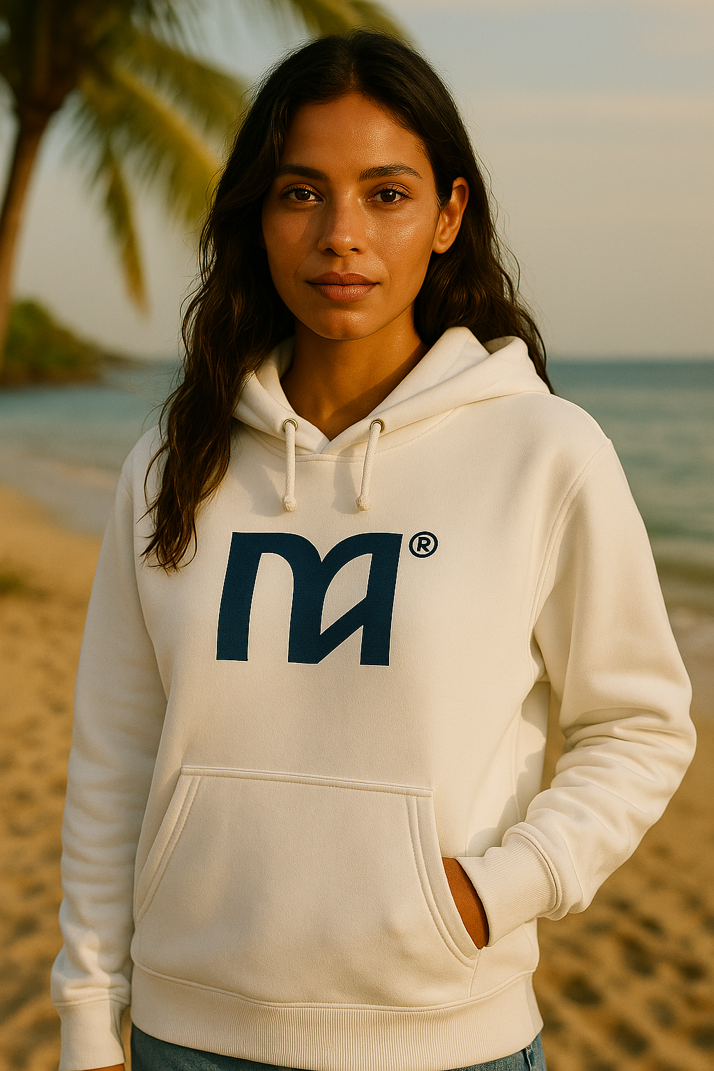 MA™ Cream Hoodie — Coastal Minimal Edition